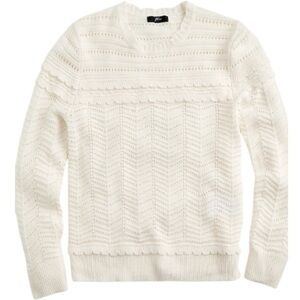 J. Crew White Scalloped Pointelle Lightweight Sweater Womens S